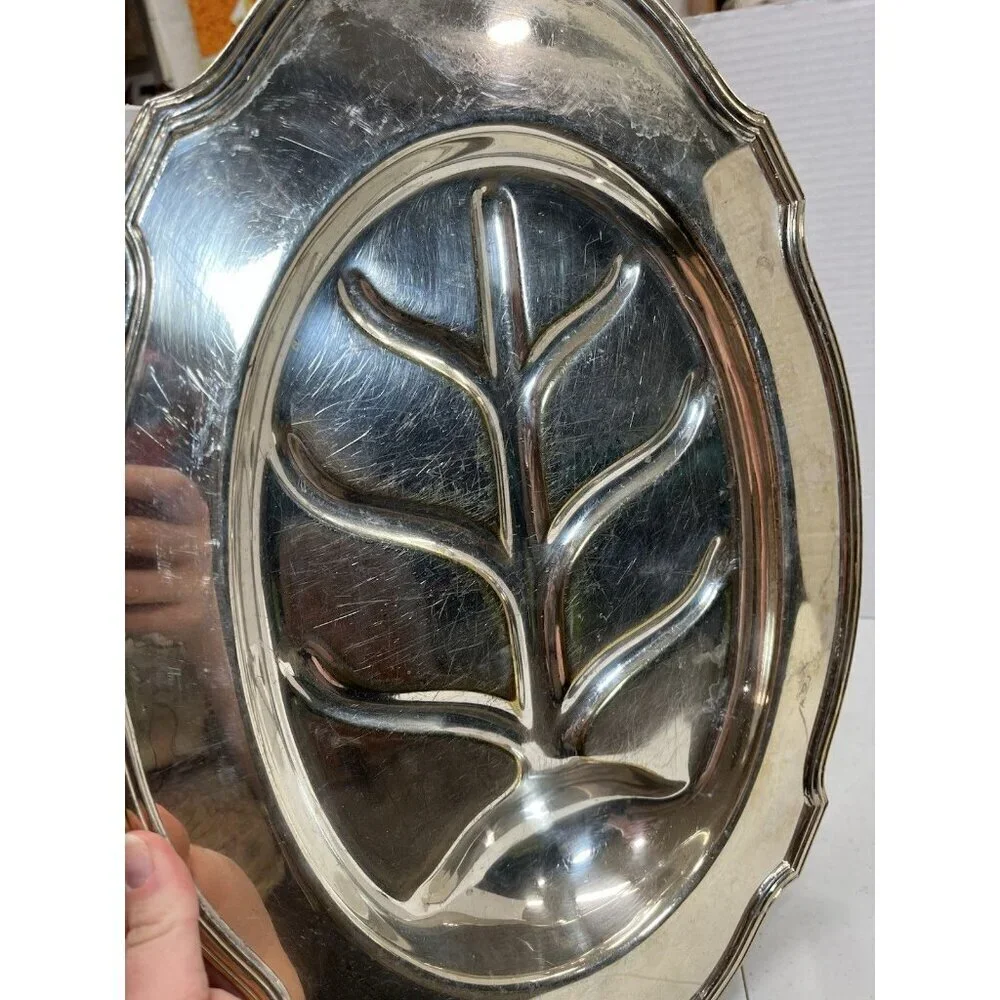 Antique Silver Meat Platter with 